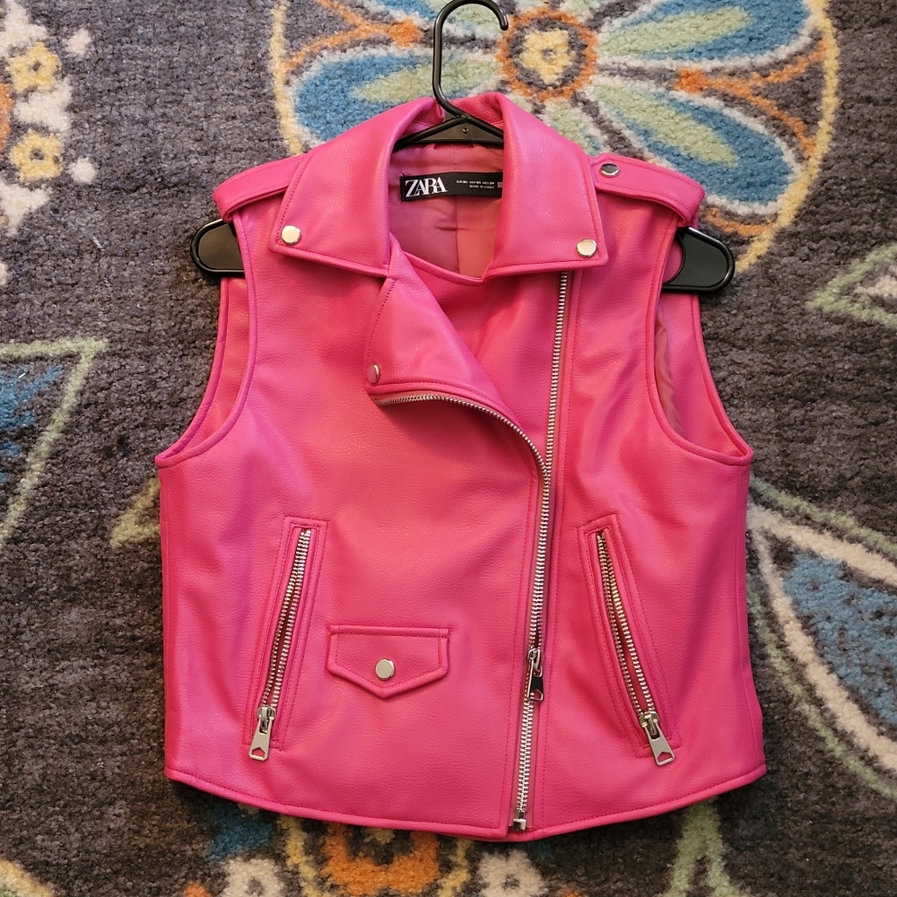 Zara Vibrant Pink Biker Vest